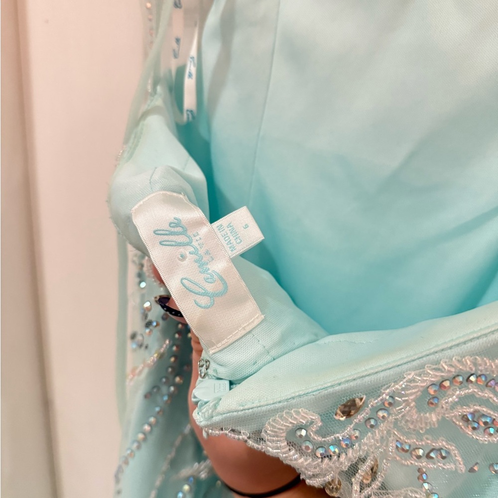 Light Blue Beaded Prom Dress - Picture 14 of 16